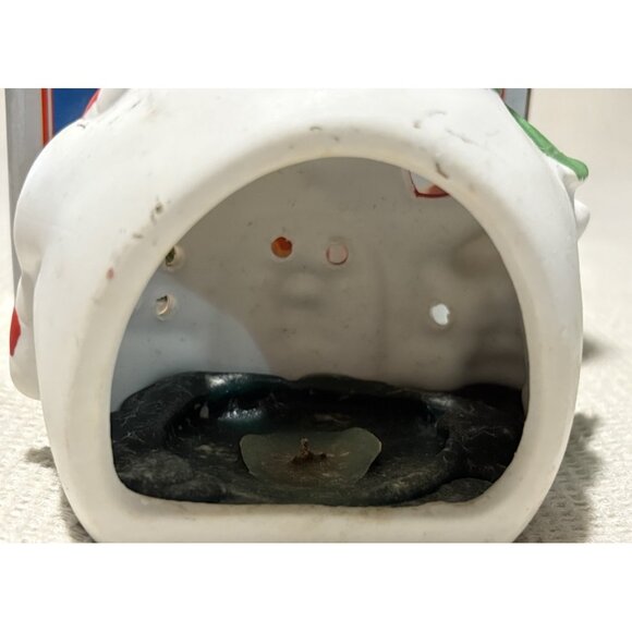 Snowman House Light Up W/ Candle Vintage Xmas Retro Decor W box - Picture 7 of 10